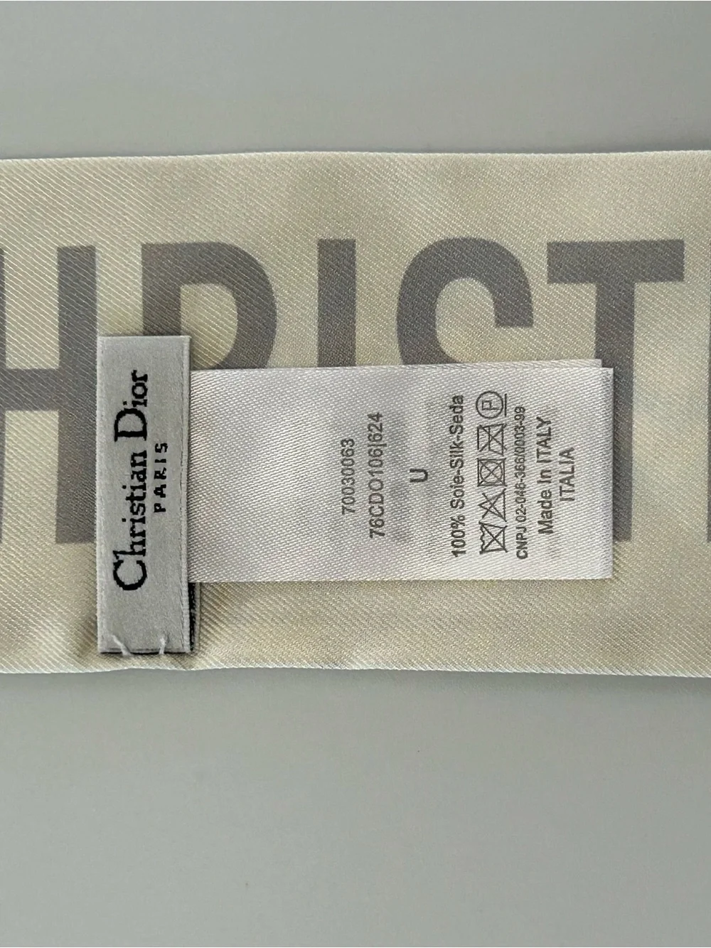 Christian Dior Gray Oblique Logo Scarf Ribbon Neck Hair Bag Wrap Accessory